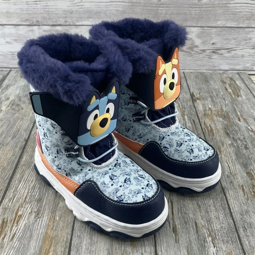 Toddler Bluey Winter Boot Shoes Faux Fur Trim Size 11